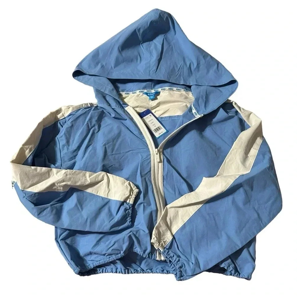 Prince Pickleball women's medium cropped blue and white lightweight jacket, nwt